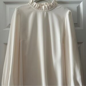 J. Crew Cream Ruffled Blouse